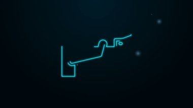 Parlayan neon hat kamera ikonu siyah arkaplanda izole edildi. 4K Video hareketli grafik canlandırması