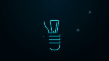 Siyah arkaplanda izole edilmiş fikir ikonu kavramına sahip parlak neon hattı ampulü. Enerji ve fikir sembolü. İlham konsepti. 4K Video hareketli grafik canlandırması