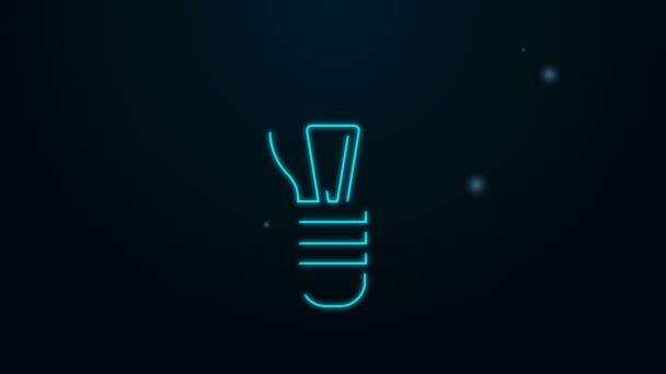 Lampadina fluorescente linea al neon con concetto di idea icona isolata su sfondo nero. Energia e idea simbolo. Concetto di ispirazione. Animazione grafica 4K Video motion — Video Stock