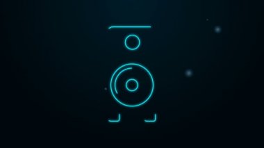 Parlayan neon hattı Stereo hoparlör simgesi siyah arkaplanda izole edildi. Ses sistemi hoparlörleri. Müzik ikonu. Müzikal sütun hoparlörü. 4K Video hareketli grafik canlandırması