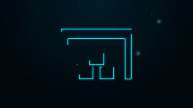 Parlayan neon hattı Depo simgesi siyah arka planda izole edildi. 4K Video hareketli grafik canlandırması