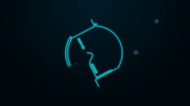 Parlayan neon çizgisi. Siyah zemin üzerinde kum ikonu olan eski kum saati. Kum saati işareti. İş ve zaman yönetimi kavramı. 4K Video hareketli grafik canlandırması