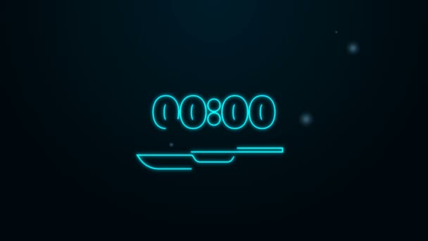 Brillante reloj de línea de neón en el icono de la pantalla del ordenador portátil aislado en el fondo negro. Programar conceptos. Animación gráfica de vídeo 4K — Vídeo de stock