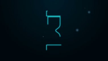 Parlayan neon çizgisi. Siyah zemin üzerinde kum ikonu olan eski kum saati. Kum saati işareti. İş ve zaman yönetimi kavramı. 4K Video hareketli grafik canlandırması