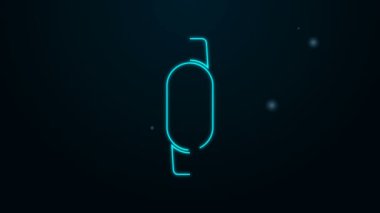 Parlayan neon hattı Smartwatch simgesi siyah arkaplanda izole edildi. 4K Video hareketli grafik canlandırması