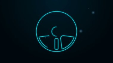 Siyah arkaplanda izole edilmiş bir araba simgesi için parlayan neon hat alloy tekerleği. 4K Video hareketli grafik canlandırması