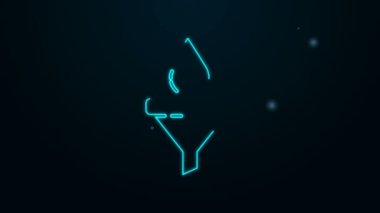 Parlayan neon hattı huni veya filtre ve motor yağı damlası simgesi siyah arkaplanda izole edildi. 4K Video hareketli grafik canlandırması