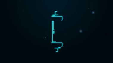 Parlayan neon hattı şok emici simgesi siyah arkaplanda izole edildi. 4K Video hareketli grafik canlandırması