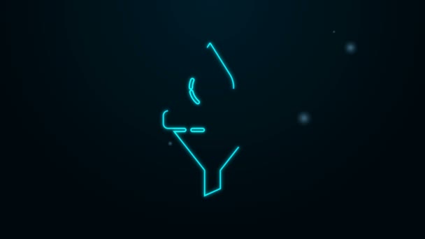 Glowing neon line Funnel or filter and motor oil drop icon isolated on black background. 4K Video motion graphic animation — Stock Video