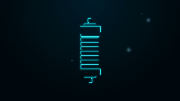 Glowing neon line Shock absorber icon isolated on black background. 4K Video motion graphic animation — Stock Video