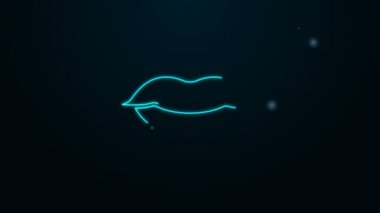 Parlayan neon çizgisi gülen dudaklar simgesi siyah arkaplanda izole edilmiş. Gülümse. 4K Video hareketli grafik canlandırması
