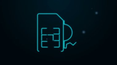 Parlayan neon hattı Sim kart ayarı simgesi siyah arkaplanda izole edildi. Cep telefonu sim kart çipi. Mobil telekomünikasyon teknolojisi sembolü. 4K Video hareketli grafik canlandırması