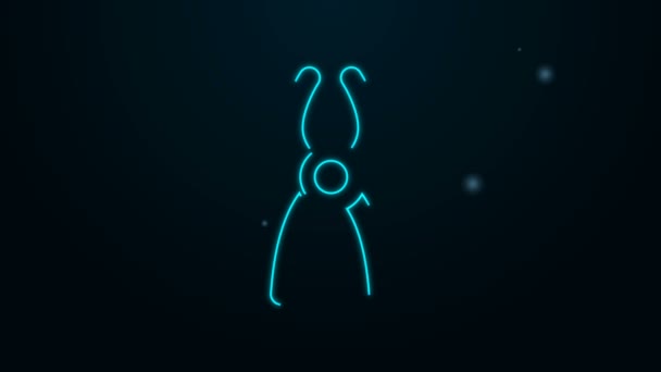 Glowing neon line Dental pliers icon isolated on black background. Dental equipment. 4K Video motion graphic animation — Stock Video