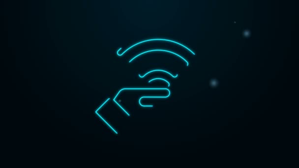 Linha de néon brilhante 5G novo ícone de conexão Wi-Fi à Internet sem fio isolado no fundo preto. Tecnologia de taxa de dados de conexão de alta velocidade de rede global. Animação gráfica em movimento de vídeo 4K — Vídeo de Stock
