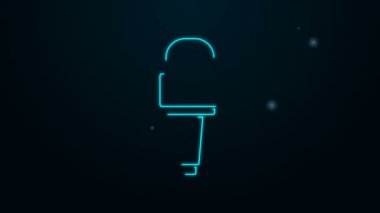 Parlayan neon hattı mikrofon simgesi siyah arkaplanda izole edildi. Radyodaki mikrofondan. Sözcü işareti. 4K Video hareketli grafik canlandırması