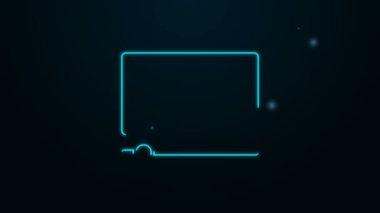 Parlayan neon hattı çevrimiçi video simgesi siyah arkaplanda izole edildi. Oyun işaretli film şeridi. 4K Video hareketli grafik canlandırması