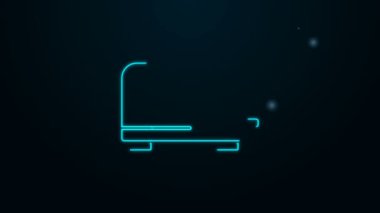 Parlayan neon hattı tost makinesi simgesi siyah arkaplanda izole edildi. 4K Video hareketli grafik canlandırması