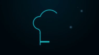 Parlayan neon hattı Şef şapkası simgesi siyah arkaplanda izole edildi. Aşçılık sembolü. Aşçı şapkası. 4K Video hareketli grafik canlandırması