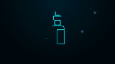 Parlayan neon hattı siyah arka planda izole edilmiş zeytinyağı ikonu. Zeytinyağı ikonlu sürahi. 4K Video hareketli grafik canlandırması