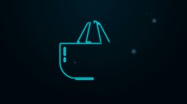 Parlayan neon hattı Citrus meyve sıkacağı ikonu siyah arkaplanda izole edildi. 4K Video hareketli grafik canlandırması