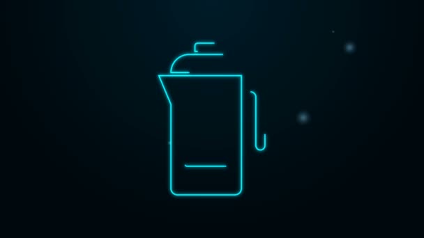 Glowing neon line Teapot icon isolated on black background. 4K Video motion graphic animation — Stock Video