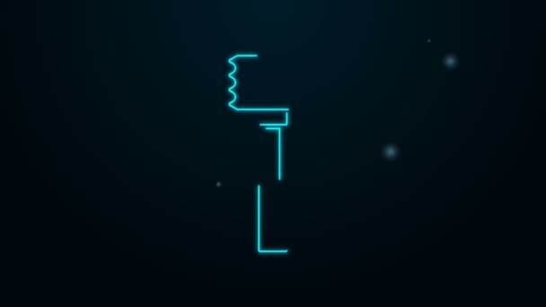 Leuchtende Neon-Linie Küche Hammer Symbol isoliert auf schwarzem Hintergrund. Fleischhammer. 4K Video Motion Grafik Animation — Stockvideo