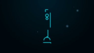 Parlayan neon hattı blender simgesi siyah arkaplanda izole edildi. Mutfak elektrikli kırıcı ve kase. Meyve suyu, kokteyl ya da meyve suyu. 4K Video hareketli grafik canlandırması