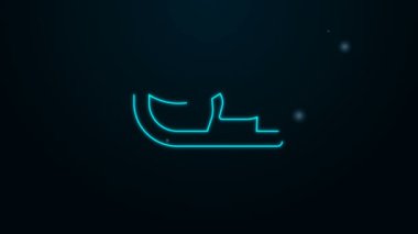Parlayan neon çizgisi Geleneksel Hint ayakkabı simgesi siyah arkaplanda izole edildi. 4K Video hareketli grafik canlandırması