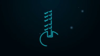 Parlayan neon hattı Sitar klasik müzik aleti simgesi siyah arkaplanda izole edildi. 4K Video hareketli grafik canlandırması
