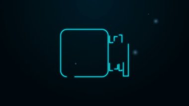 Siyah arka planda parlayan neon çizgili sokak tabelası kahve ikonu. 4K Video hareketli grafik canlandırması