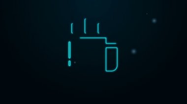 Parlayan neon hattı kahve fincanı simgesi siyah arka planda izole edilmiş. Çay fincanı. Sıcak içecek kahvesi. 4K Video hareketli grafik canlandırması