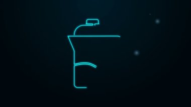 Parlayan neon hattı Fransız basın simgesi siyah arkaplanda izole edildi. 4K Video hareketli grafik canlandırması