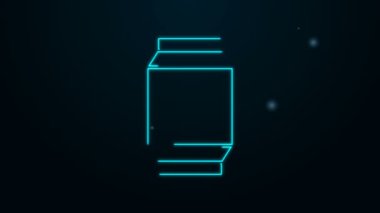 Parlayan neon hattı kahve çekirdeği torbası simgesi siyah arka planda izole. 4K Video hareketli grafik canlandırması