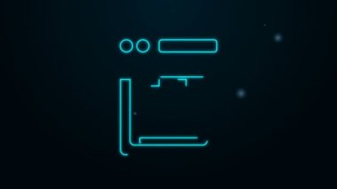 Parlayan neon hattı kahve makinesi simgesi siyah arka planda izole edildi. 4K Video hareketli grafik canlandırması