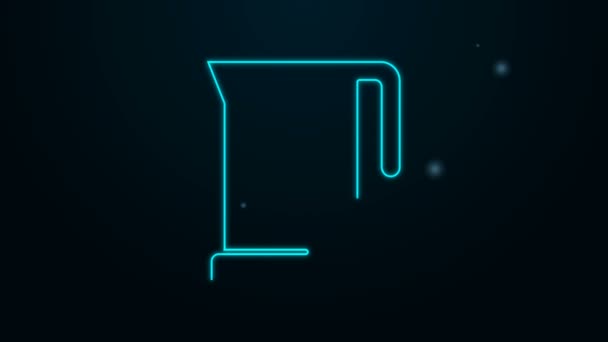 Glowing neon line Electric kettle icon isolated on black background. Teapot icon. 4K Video motion graphic animation — Stock Video