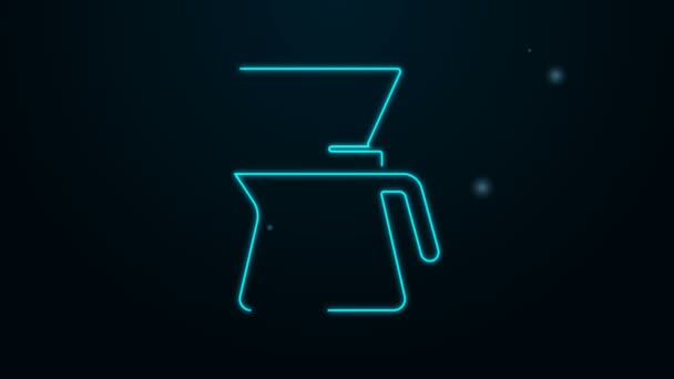 Glödande neon line Chemex ikon isolerad på svart bakgrund. Alternativa metoder för att brygga kaffe. Kaffekultur. 4K Video motion grafisk animation — Stockvideo