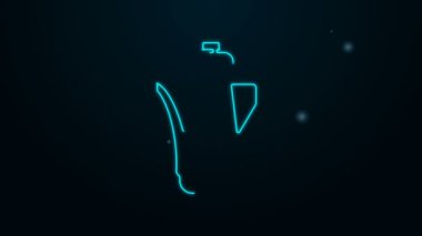 Parlayan neon hattı Teapot simgesi siyah arkaplanda izole edildi. 4K Video hareketli grafik canlandırması