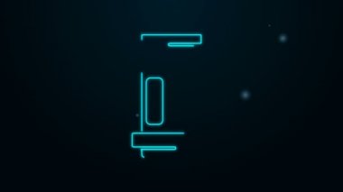 Parlayan neon hattı Aeropress kahve metodu ikonu siyah arkaplanda izole edildi. Kahve demlemek için bir cihaz. 4K Video hareketli grafik canlandırması