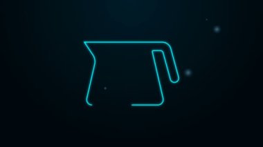 Parlayan neon hattı siyah arka planda izole kahve demliği ikonu. 4K Video hareketli grafik canlandırması