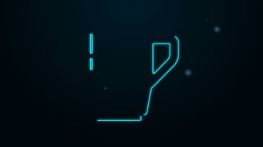 Parlayan neon hattı kahve fincanı simgesi siyah arka planda izole edilmiş. Çay fincanı. Sıcak içecek kahvesi. 4K Video hareketli grafik canlandırması