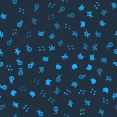 Pençe izini, Cat 'i, veteriner kliniğini ve veterineri kusursuz düzene sok. Vektör.