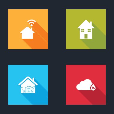 Smart 'ı Wi-Fi, House ve Nem ikonu ile donatın. Vektör.