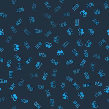 Otobüs bileti, bilet, dürbün ve müzeyi pürüzsüz bir şablona ayarlayın. Vektör.