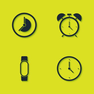 Clock, Smartwatch ve Alarm saat simgesini ayarla. Vektör.