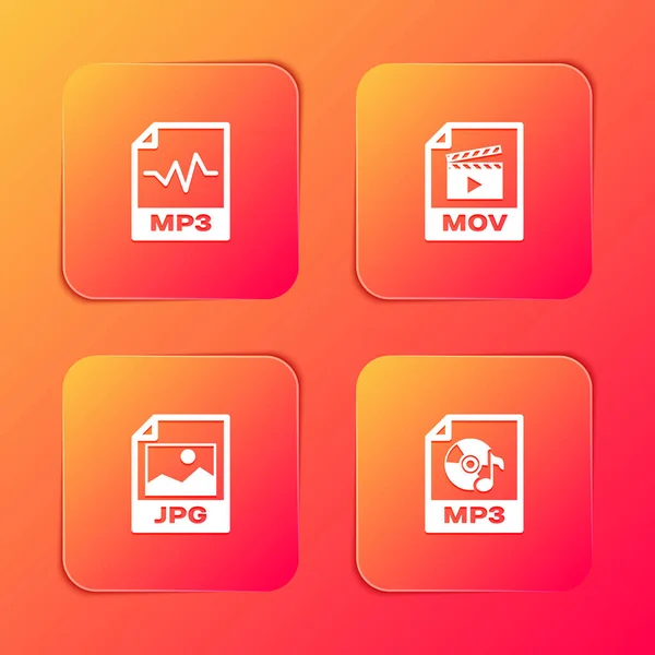 Установите Mp3 Файл Документа Mov Jpg Значок Вектор — стоковый вектор