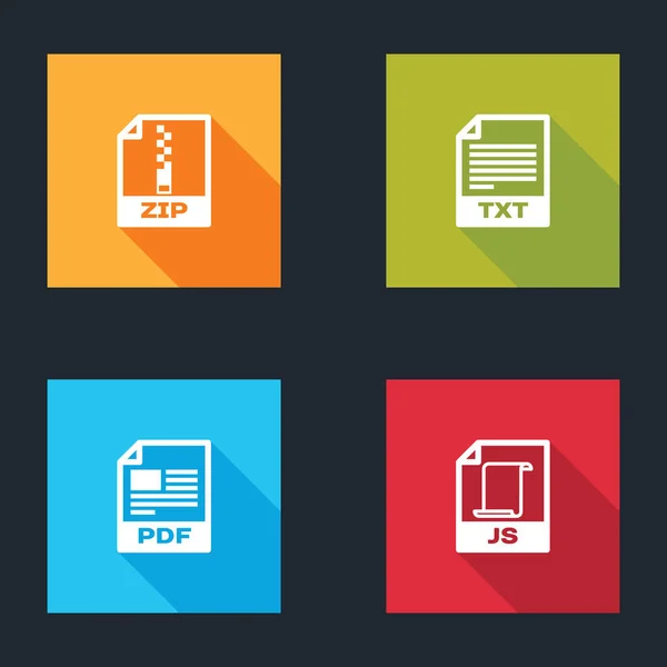 Définir Document Fichier Zip Txt Pdf Icône Vecteur — Image vectorielle