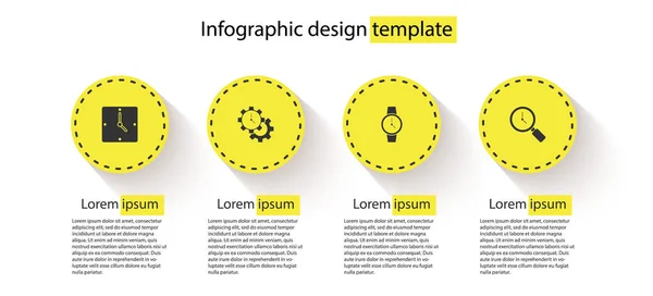 Saat Zaman Yönetimi Bilek Saati Saatli Büyüteç Ticari Bilgi Şablonu — Stok Vektör