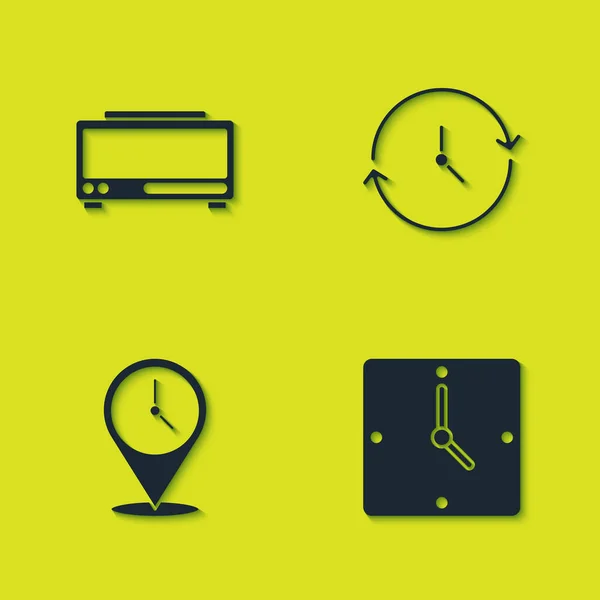 Establecer Despertador Digital Reloj Ubicación Con Icono Vector — Archivo Imágenes Vectoriales