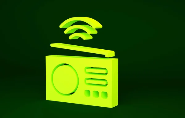 Sarı Akıllı Radyo Sistemi Simgesi Yeşil Arkaplanda Izole Edildi Nternet — Stok fotoğraf