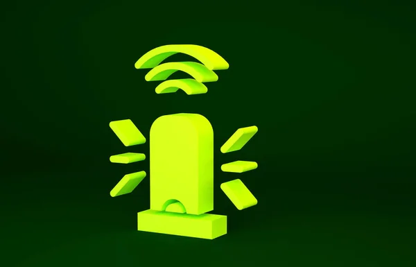 Yellow Smart Flasher Siren System Icon Isolated Green Background Emergency — Stock Photo, Image